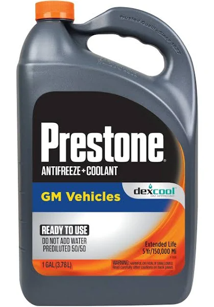 Prestone DEX-Cool 50/50 Antifreeze Coolant, 1 Gal, Long-Lasting Protection for Cars & Light Trucks