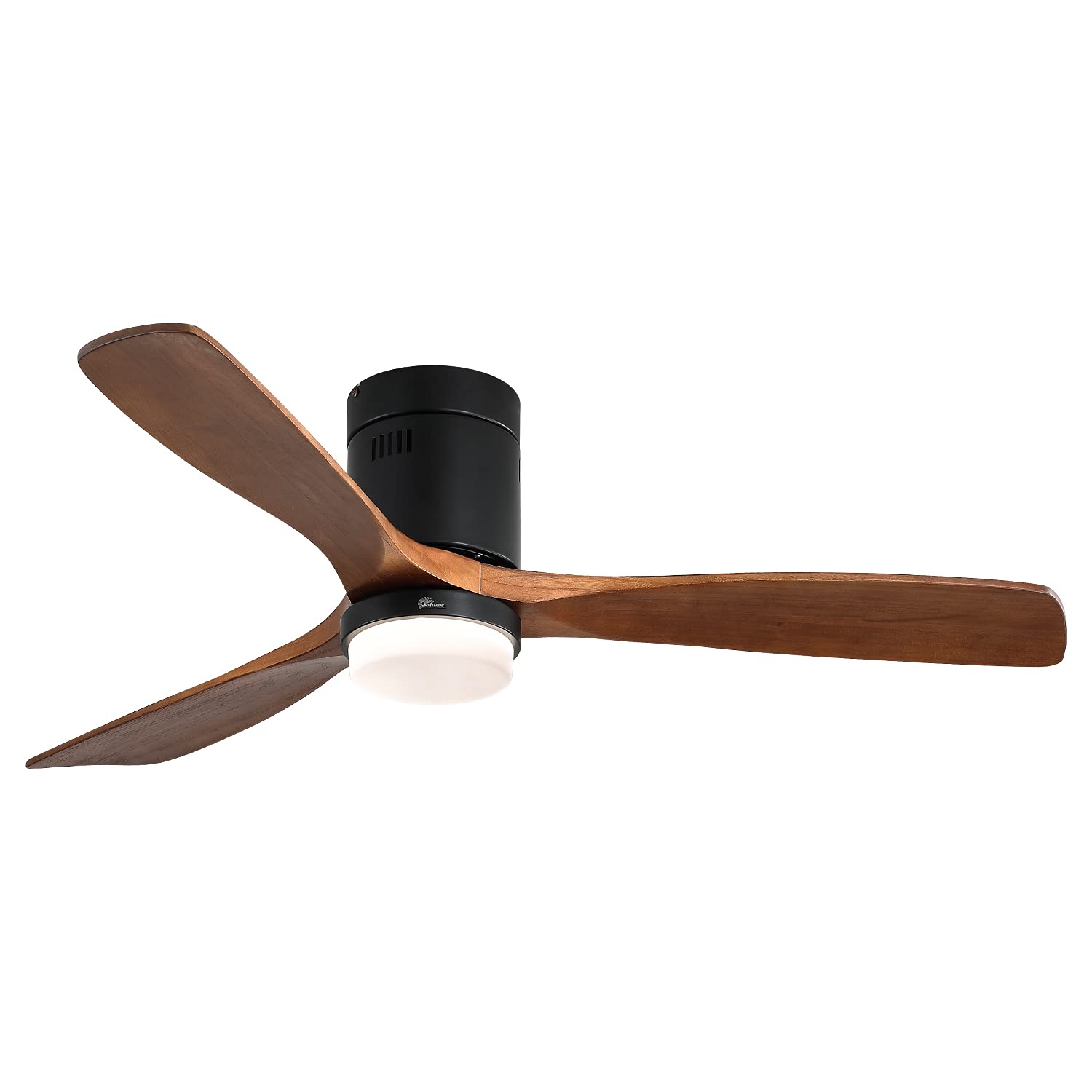 Sofucor 52′′ Low Profile Ceiling Fan, 3 Walnut Wood Blades, Remote Control, Quiet DC Motor, ETL Certified