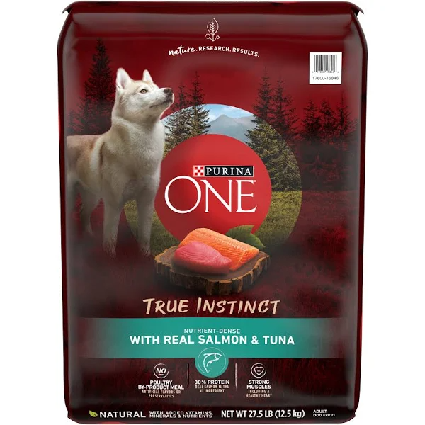 Purina ONE SmartBlend True Instinct Natural Adult Dry Dog Food, Real Salmon & Tuna - 27.5 lb bag