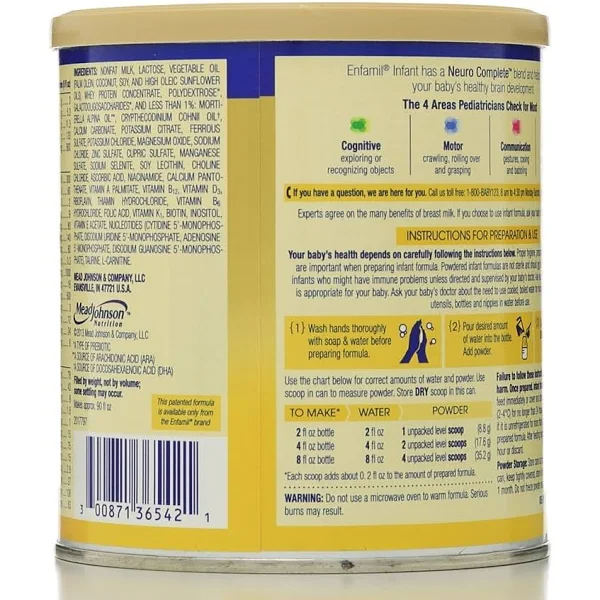 Enfamil Infant Formula, Milk-Based Powder with Iron, 0-12 Months, 12.5 oz – Triple Health Guard, Pediatrician Recommended
