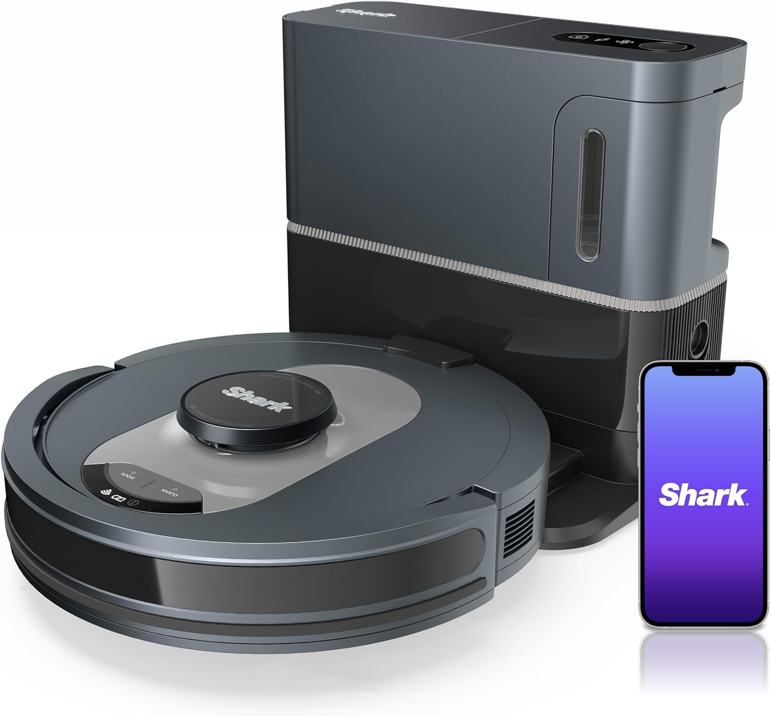 Shark UR2500SR Robot Vacuum, LiDAR Navigation, Self-Empty Base, Alexa Compatible, Black/Silver, 120-Min Battery