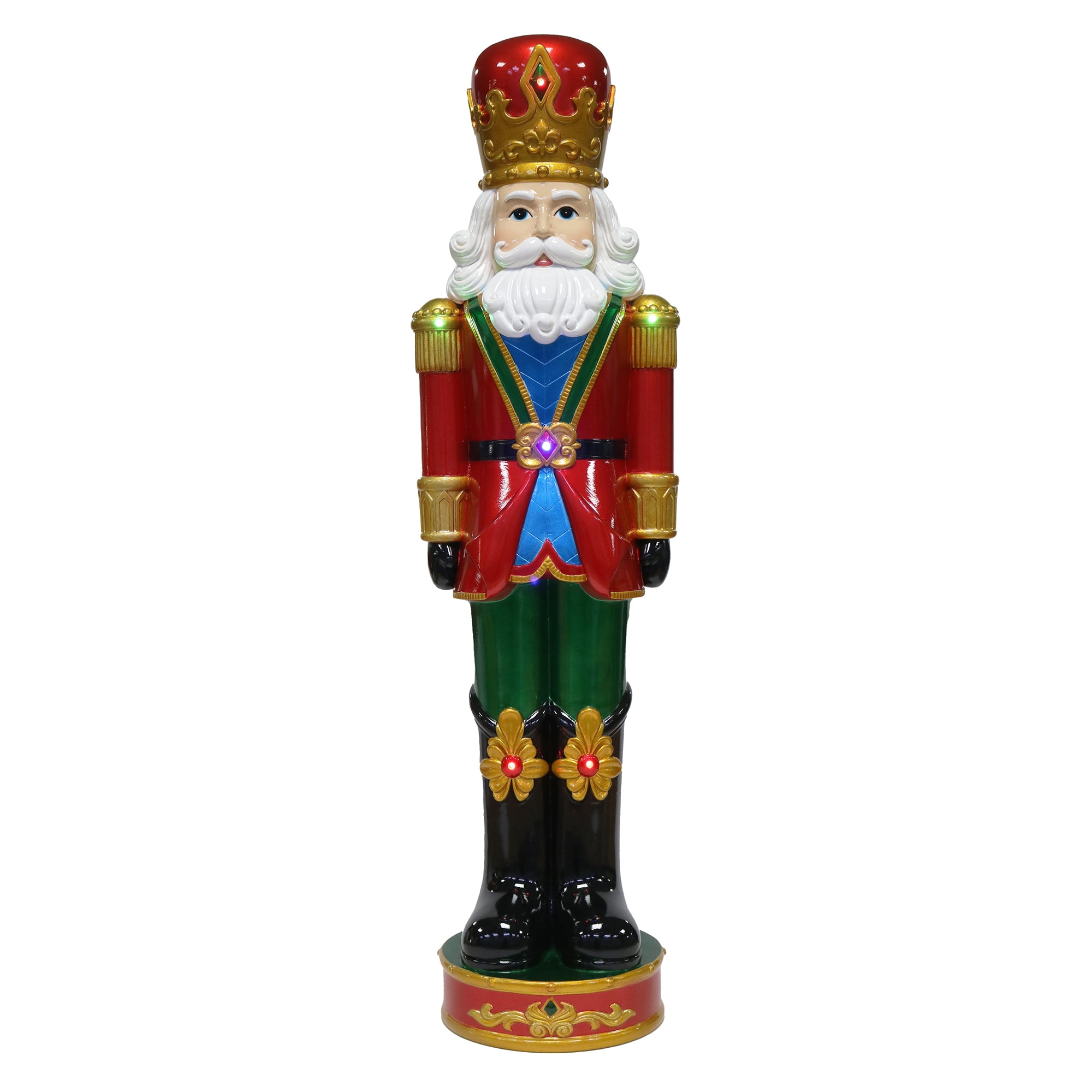 Holiday Time 32′′ Metallic LED Nutcracker – Hand-Painted Christmas Decor, Indoor/Outdoor Use