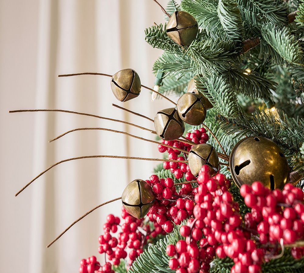 Silver Finish Golden Bell Tree Pick – Handcrafted Iron & Paper Christmas Decoration