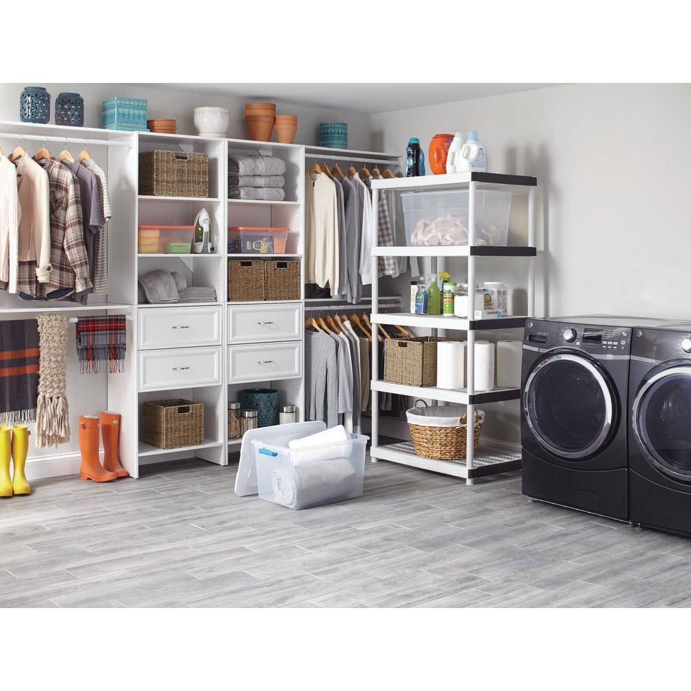 HDX 5-Tier Plastic Shelving Unit, 72′′x36′′x24′′, 200 lbs Capacity, Gray