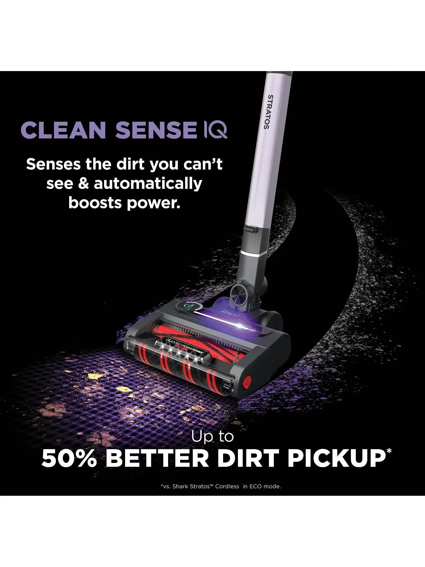 Shark Stratos Cordless Stick Vacuum, Clean Sense IQ, DuoClean PowerFins, 60 Min Runtime, HEPA, Ash Purple