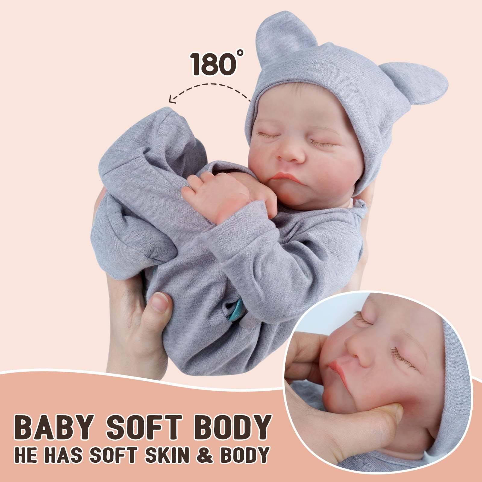 Lifelike 20′′ Reborn Baby Boy Doll – Realistic Vinyl, Soft Body with Outfit & Toy Gift Set
