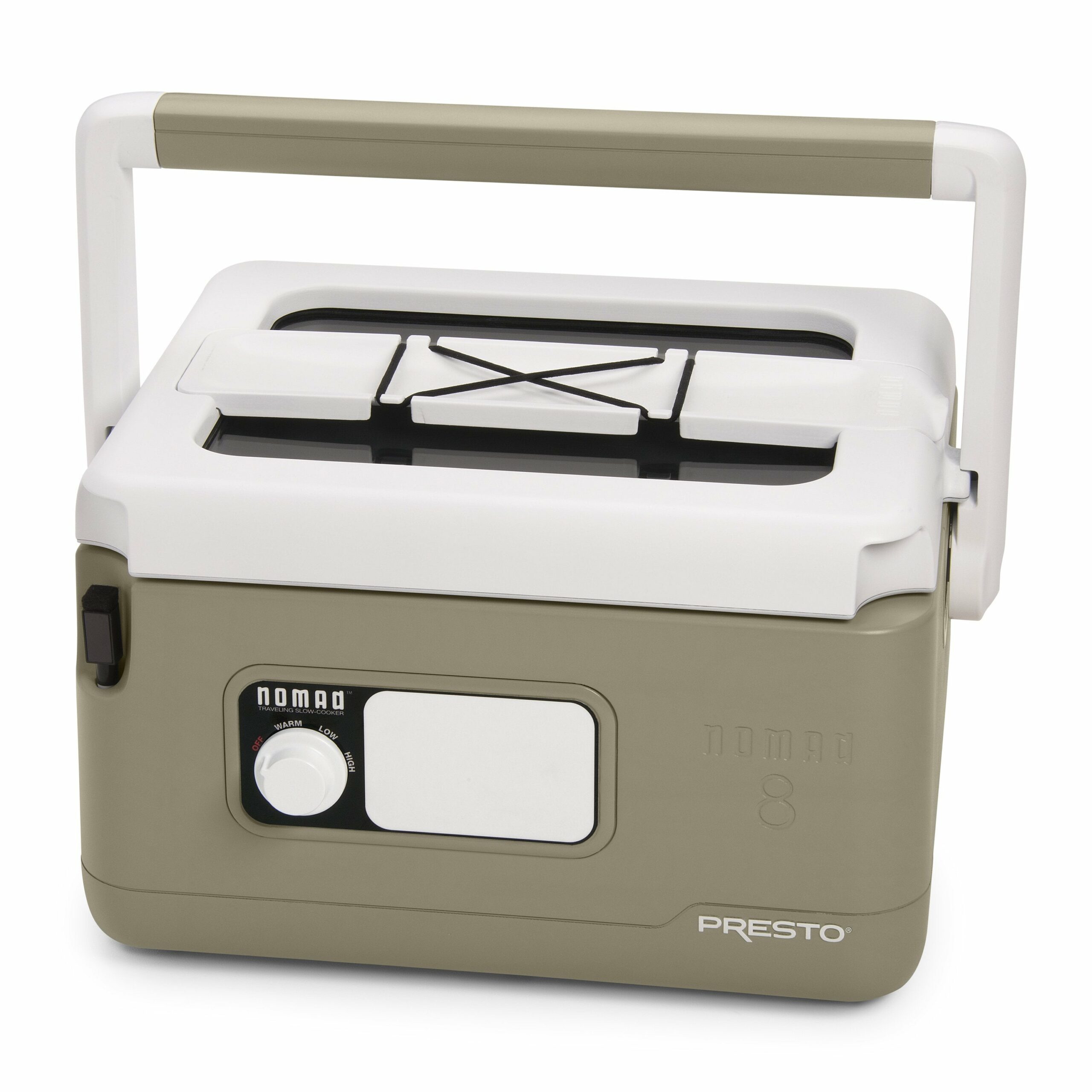 Presto 8-Quart Nomad Slow Cooker, Tan – Portable, Picnic Cooler Design, Locking Lid, Nonstick Pot