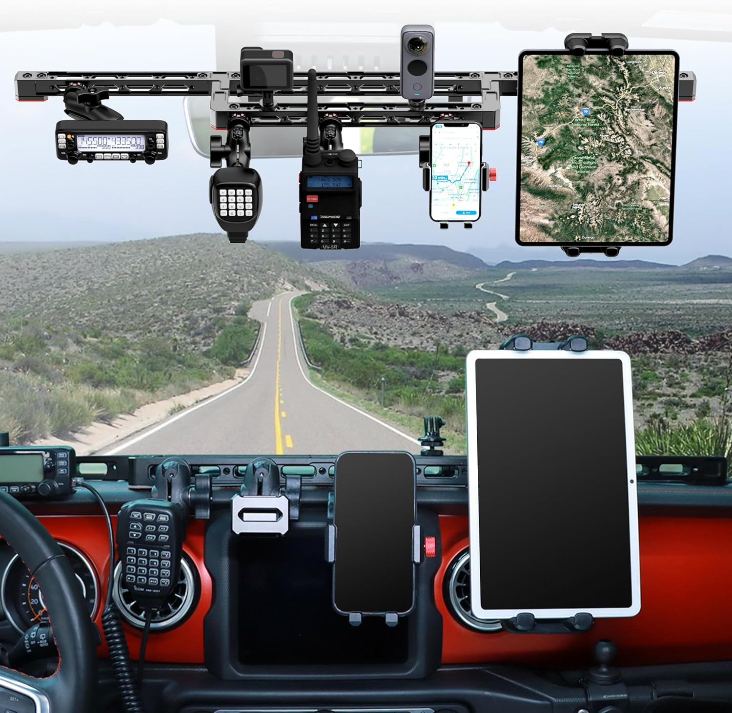 Jeep Dash Mount Phone Holder for 2007-2017 Wrangler JK JKU, Fits Smartphones, Tablets, Cameras