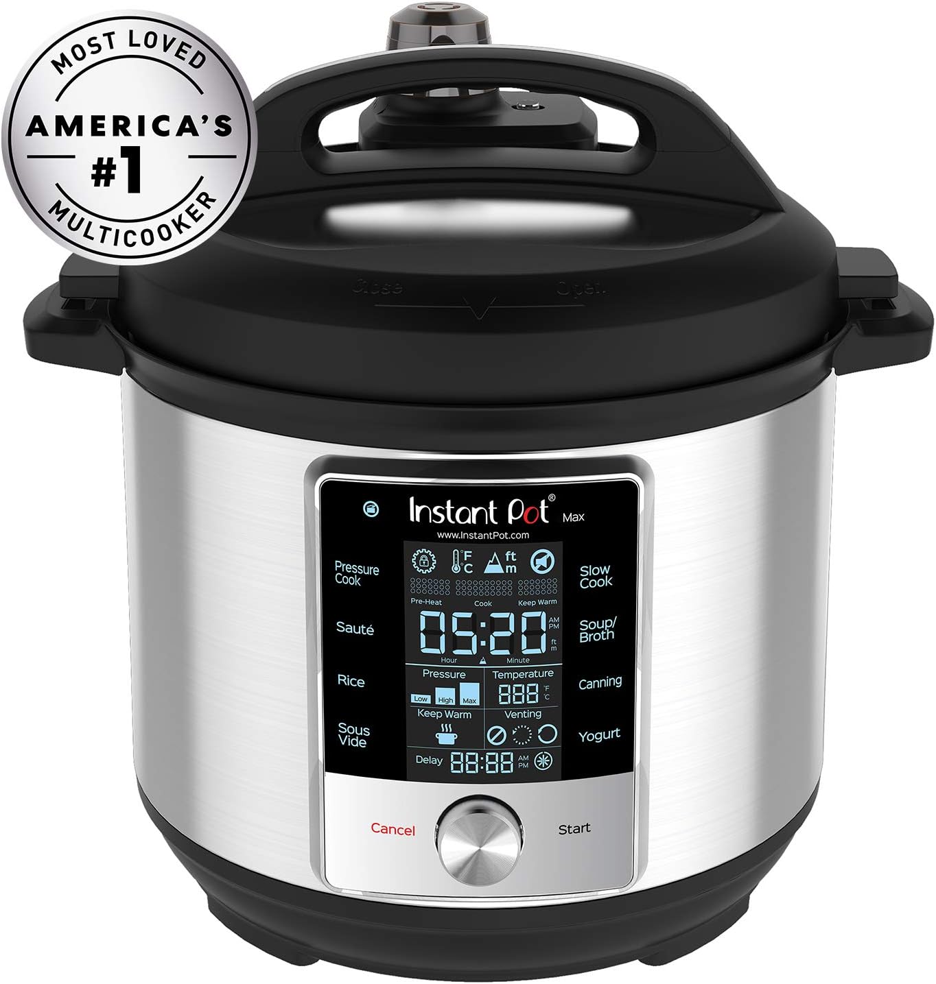 Instant Pot Max 6 Quart Electric Pressure Cooker, 15psi, Sous Vide, Touch Screen, Stainless Steel