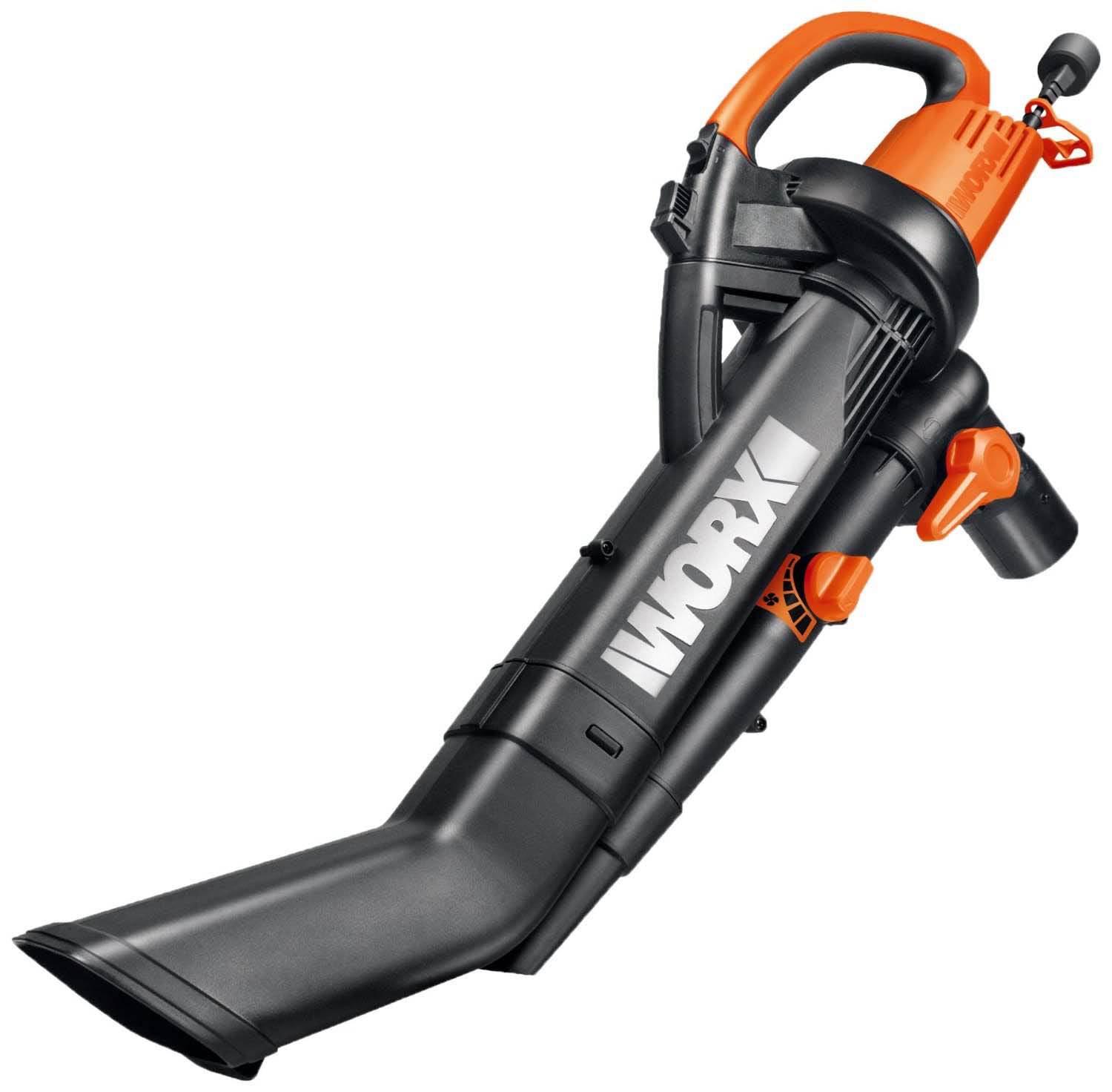 WORX WG505 Electric TriVac Blower/Mulcher/Vacuum, All-Metal System, 16:1 Mulch Ratio, 350 CFM, 75-210 MPH, Lightweight & Compact