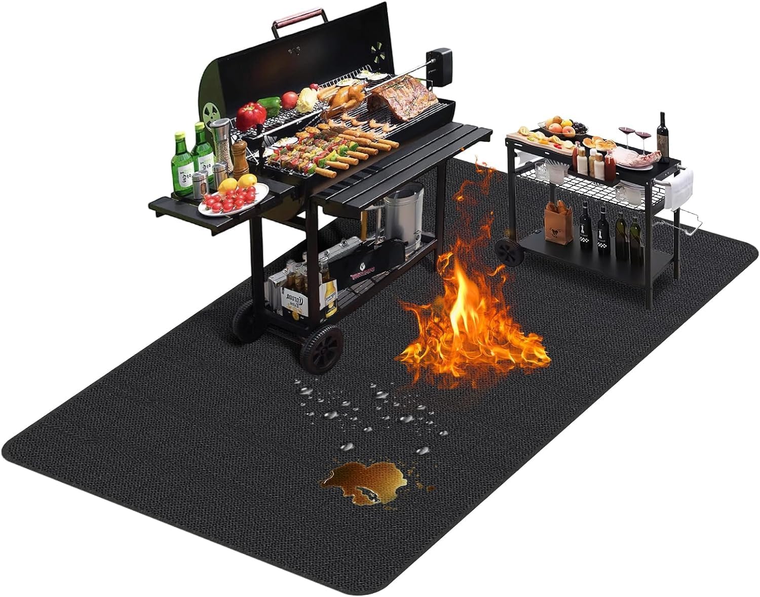 Large 90x52 Inch Under Grill Mat for Outdoor Grill, Fireproof & Waterproof