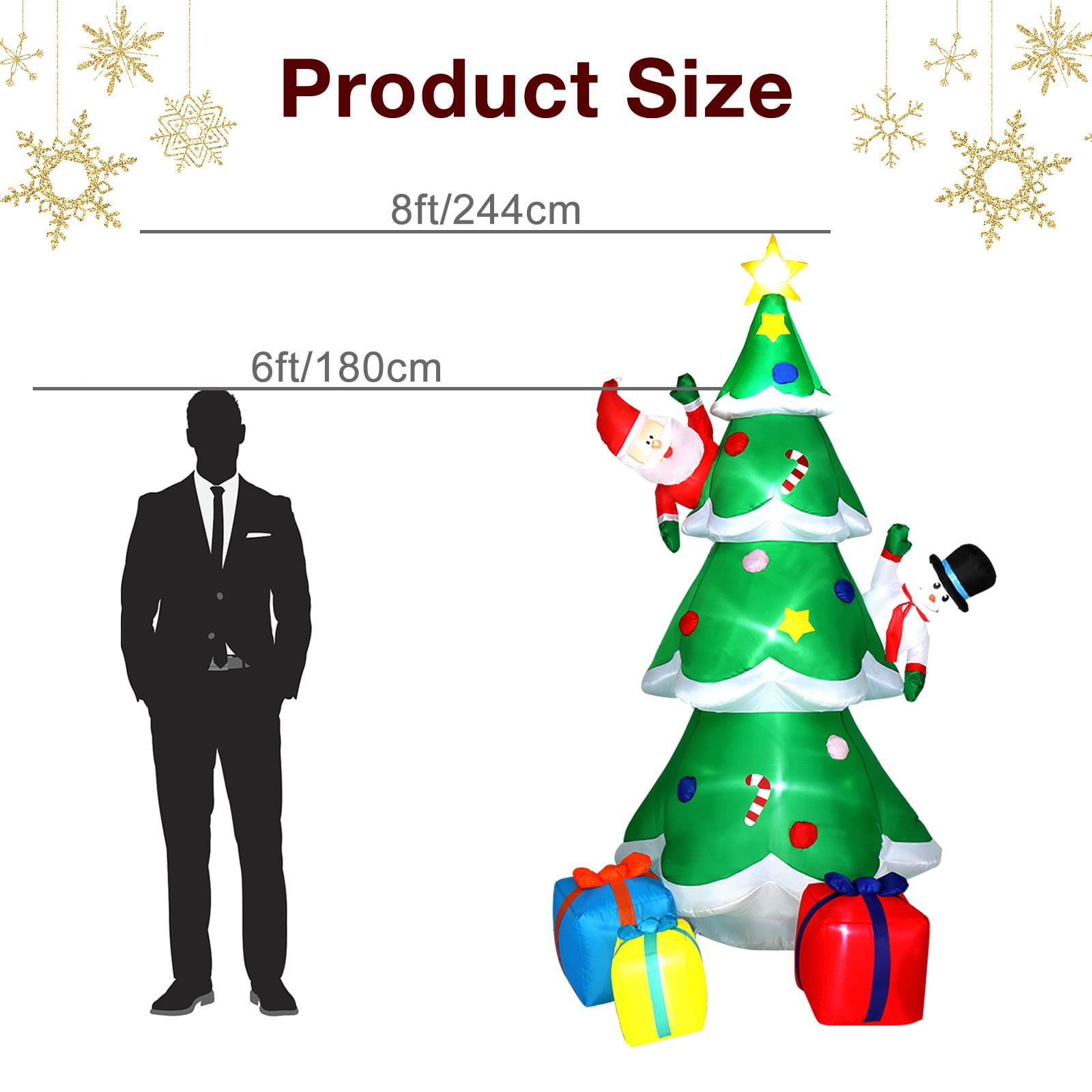 Ktaxon 8ft Inflatable Christmas Tree with LED, Santa & Snowman Decorations, Outdoor Yard Holiday Decor