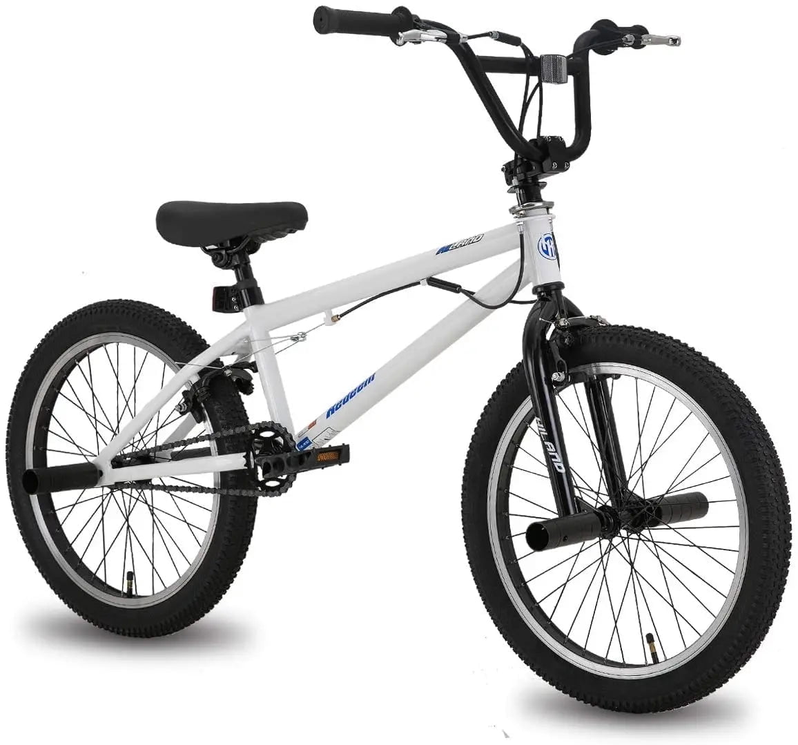 Hiland 20′′ BMX Freestyle Kids Bike, Hi-Ten Steel Frame, 360° Rotor, U-Brake, White