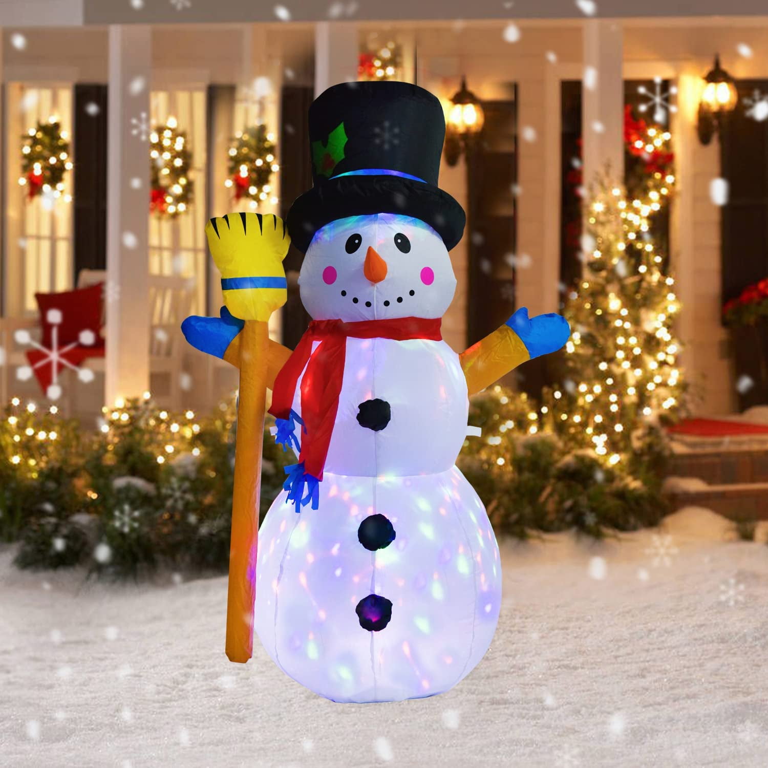 Goodwill 4.26 FT Inflatable Christmas Snowman with Rotating LED Lights, Indoor/Outdoor Holiday Decoration