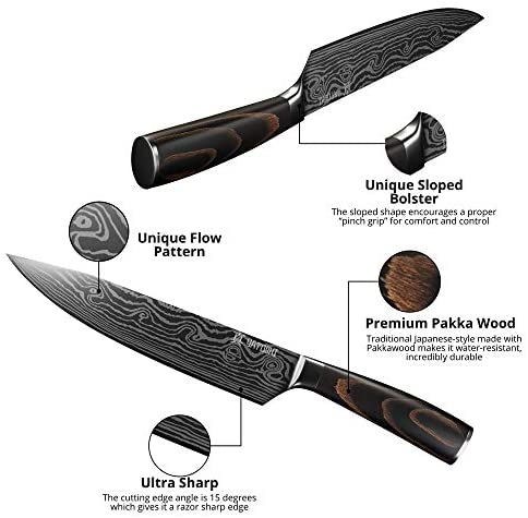 Yatoshi 7-Piece Knife Block Set – High Carbon Stainless Steel Kitchen Knives with Ergonomic Pakka Wood Handles