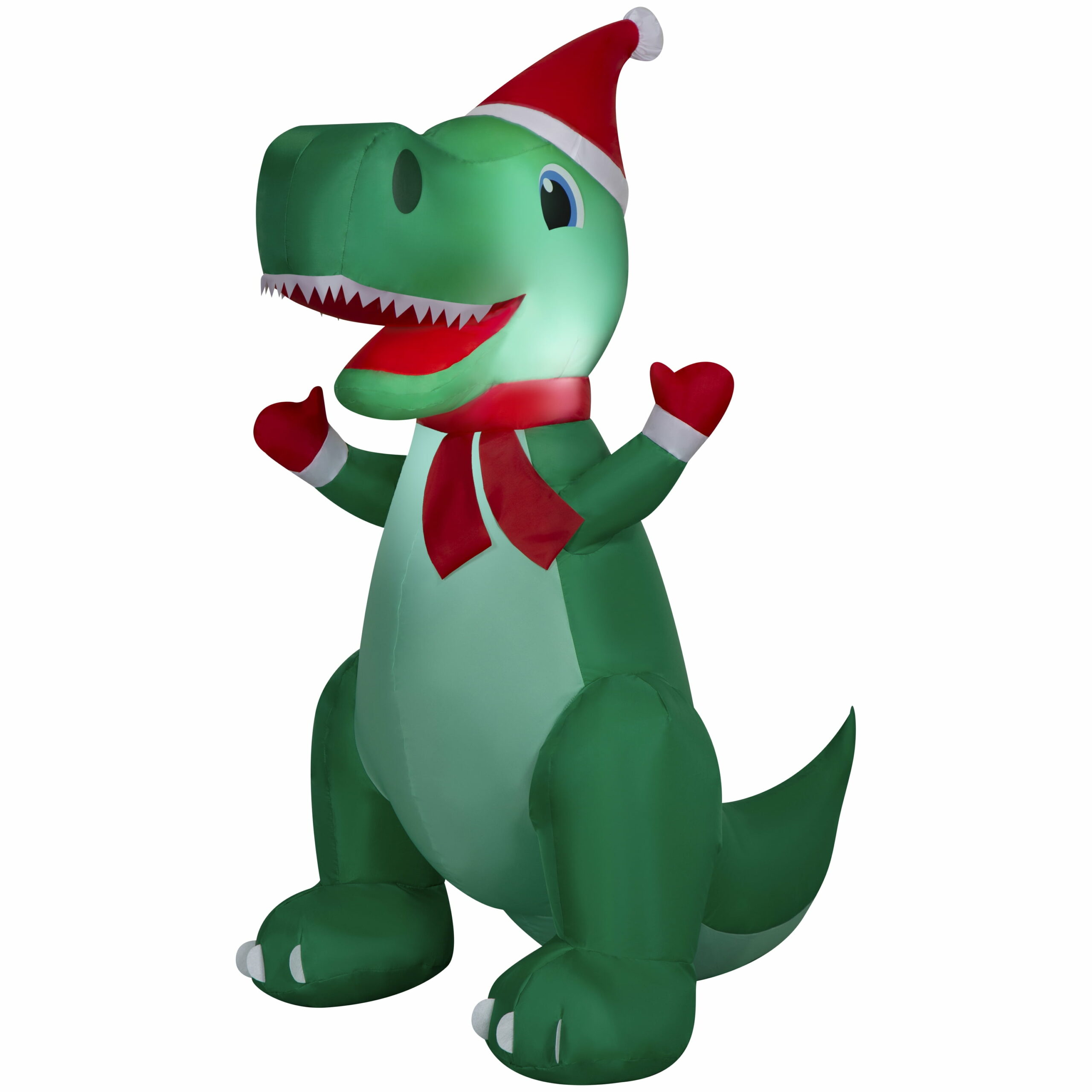 Gemmy Christmas Inflatable Yard Decoration, Tyrannosaurus Rex, 4 ft, LED Lights, Easy Setup