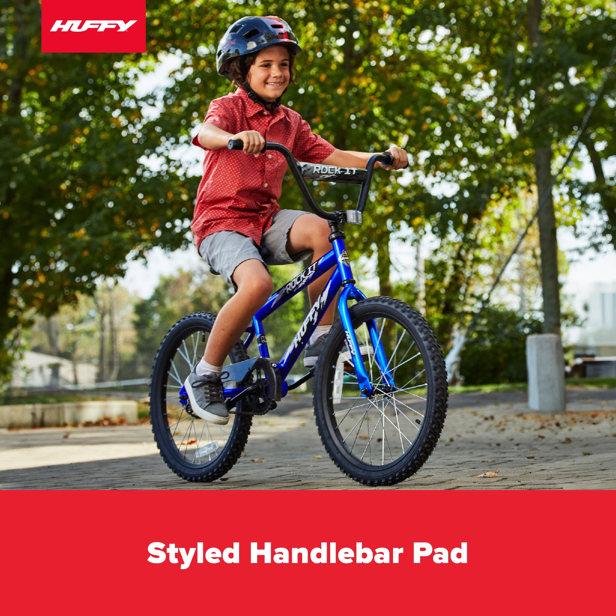 Huffy Rock It 20′′ Kids Bike, Royal Blue, Ages 5+, Single-Speed, Coaster Brake, Training Wheels