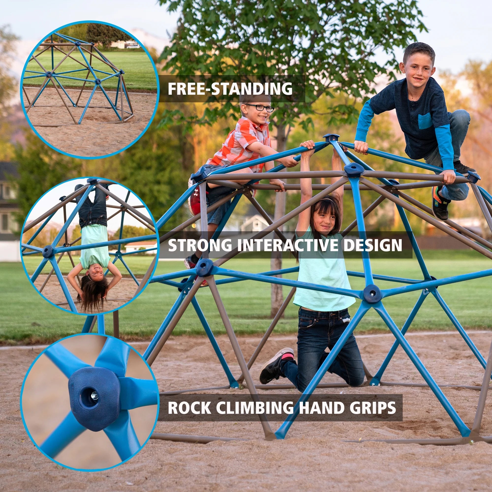 Lifetime Kid’s Outdoor 4.5 ft. H x 9 ft. W Dome Climber, Blue and Brown (90939)