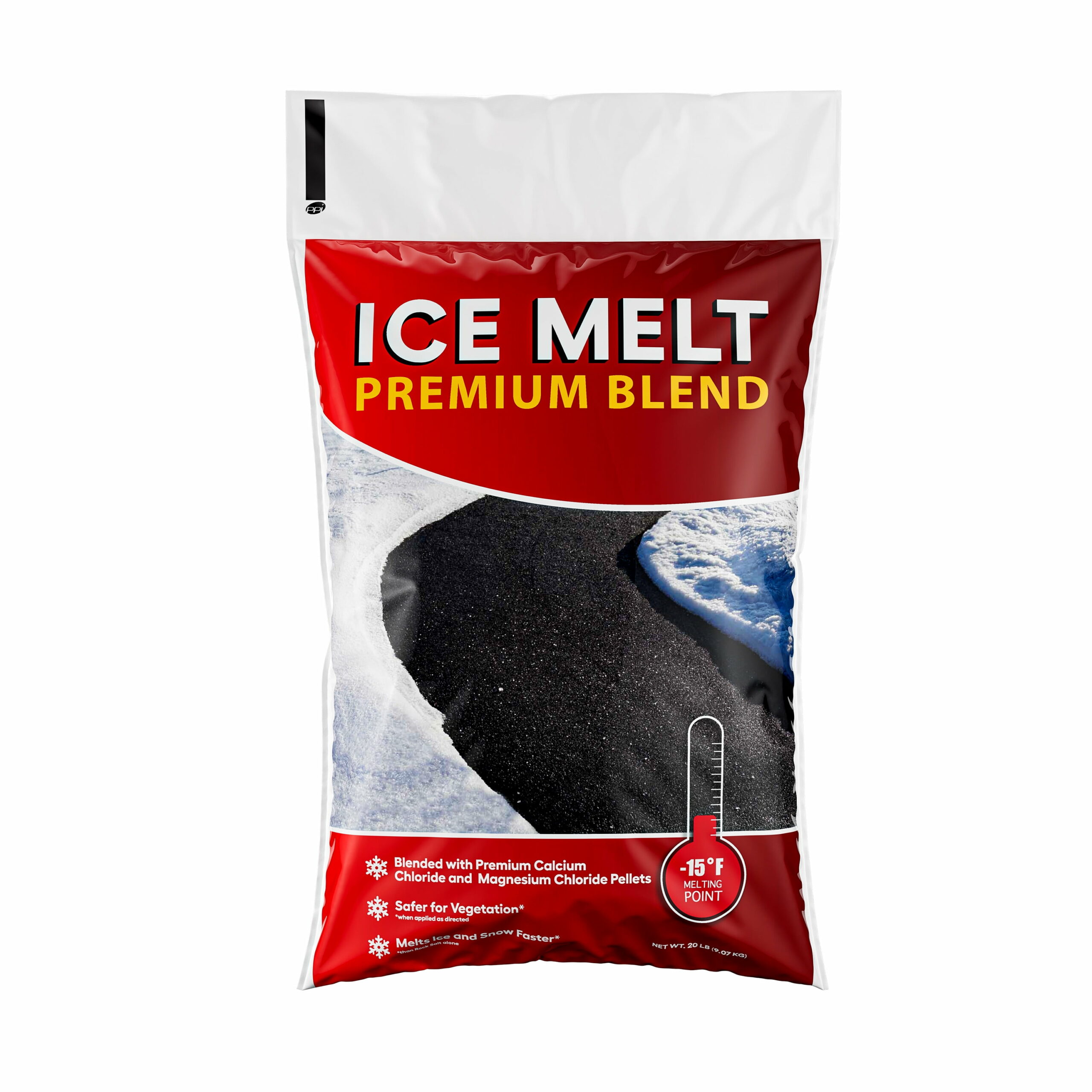 Premium Ice Melt Blend – 20lb Bag with Calcium & Magnesium Chloride, Effective to -15°F, Safe for Vegetation