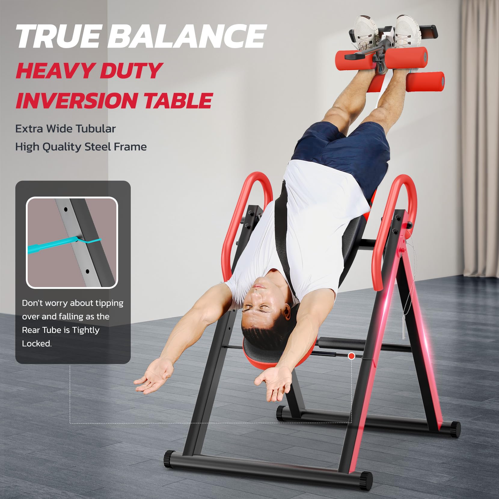 YOLEO Inversion Table with Adjustable Safety Features, Heavy-Duty Steel Frame, Ergonomic Design, and Foldable for Easy Storage