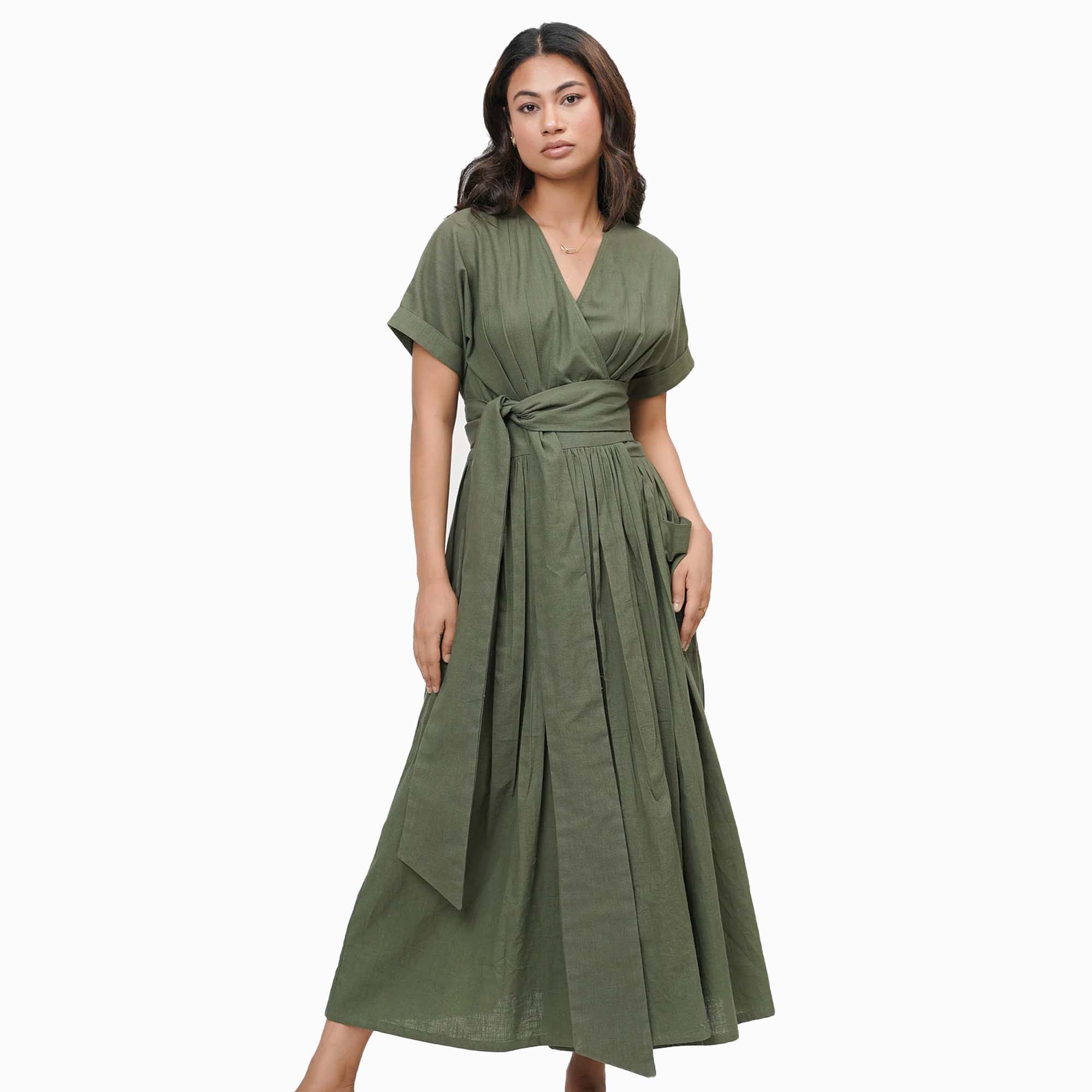 Thick Cotton Green Dress WD4