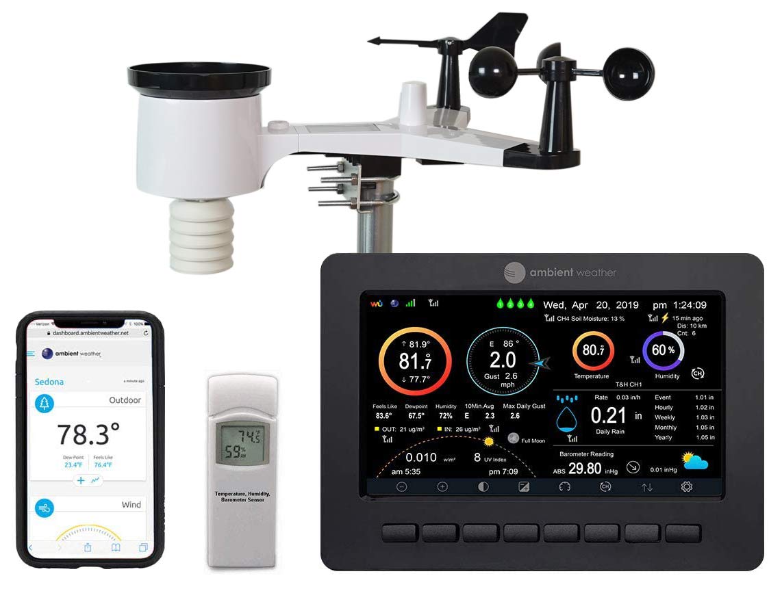 Ambient Weather WS-2000 Smart Weather Station with WiFi, Remote Monitoring & Alerts, Advanced Console & Sensor Array