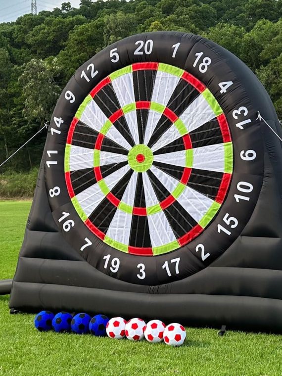 Giant 10ft Inflatable Soccer Dart Board with 8 Sticky Balls & Air Blower for Outdoor Sports
