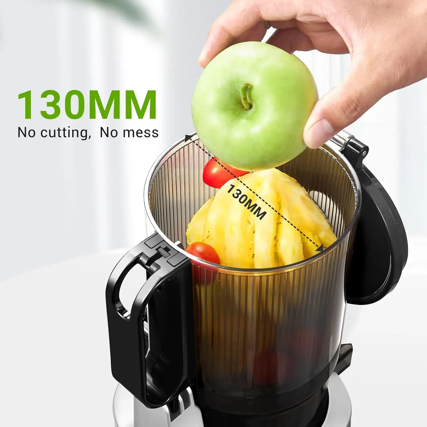 AMZCHEF SJ-036 Masticating Juicer, 250W, Silver, 1.8L Capacity, Self-Feeding, BPA-Free, High Juice Yield, Easy Clean, Cold Press Electric Juicer