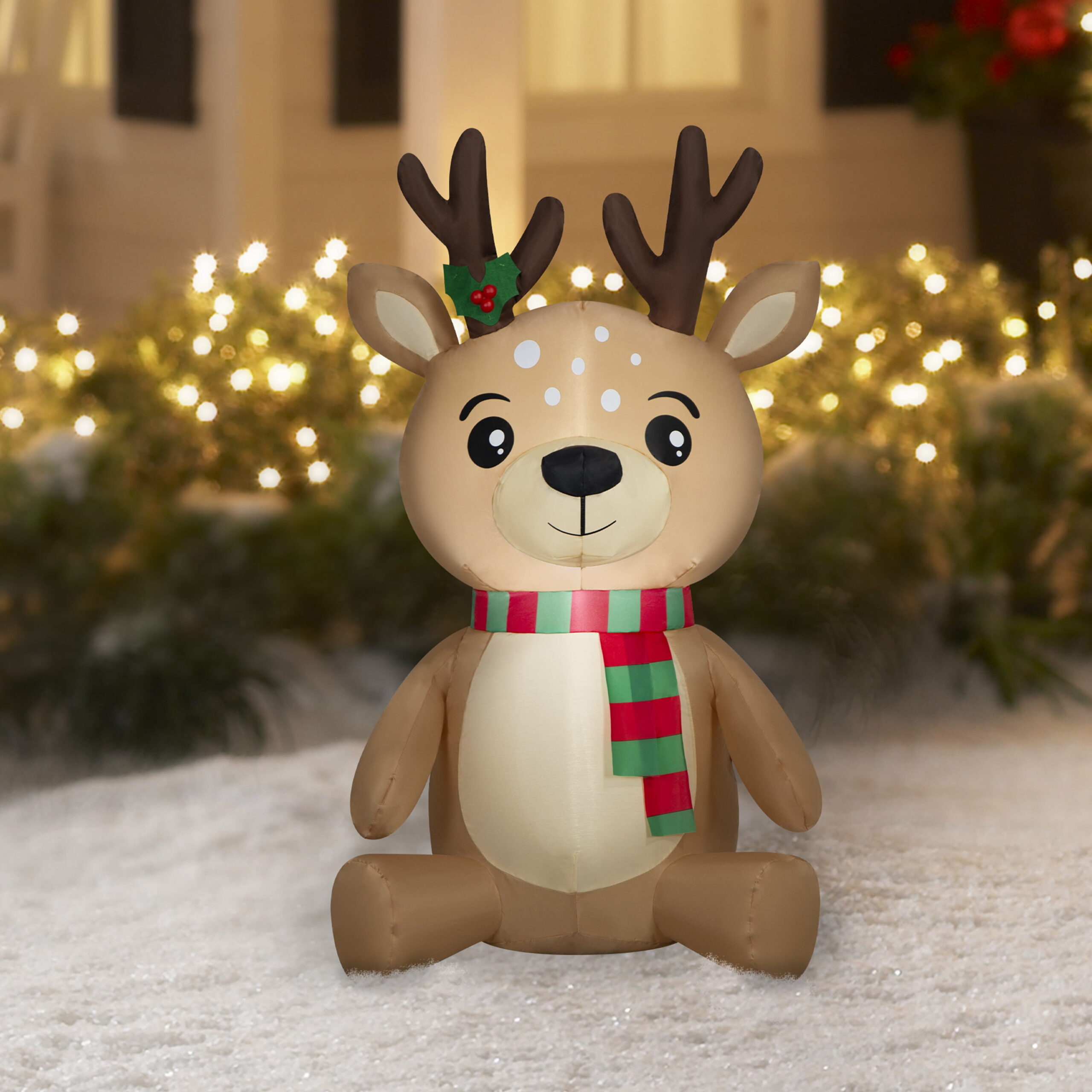 Gemmy Christmas Airblown Inflatable Baby Reindeer, 3.5 ft, LED Lit Yard Decoration