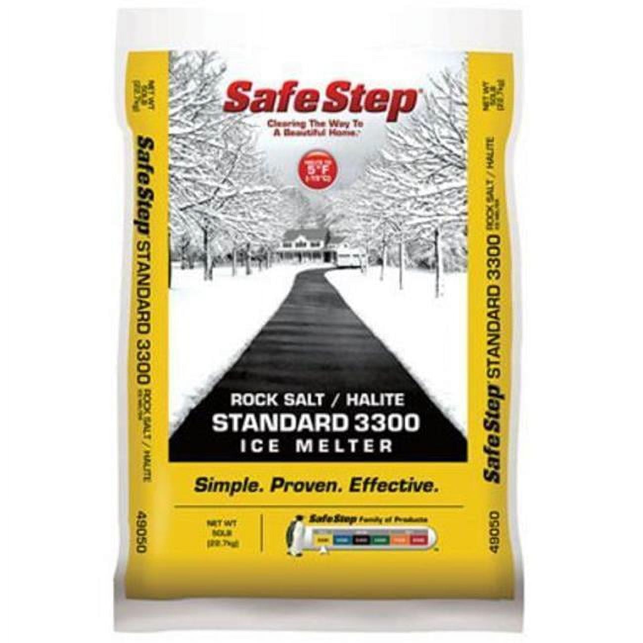 Safe Step 3300 Sodium Chloride Rock Salt Ice Melt, 50 lb Bag, Halite Crystals
