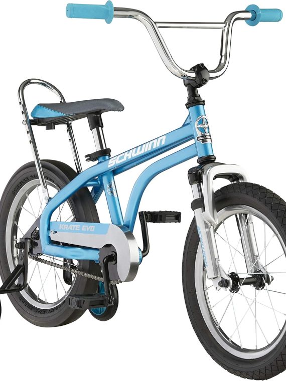 Blue Kids Bike by [Brand Name], 16-Inch Wheels, Front Suspension, Slick Rear Tire, Removable Training Wheels, Rear Coaster Brake, Ages 3-5, Height 38-48 Inches