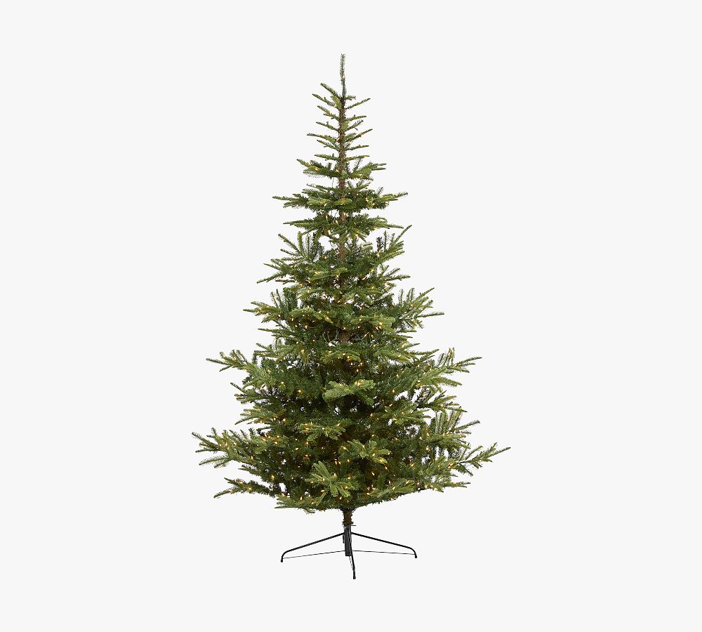 Washington Spruce Pre-Lit Faux Christmas Tree with 350 LED Lights – Lifelike Evergreen, Adjustable Branches, Includes Stand