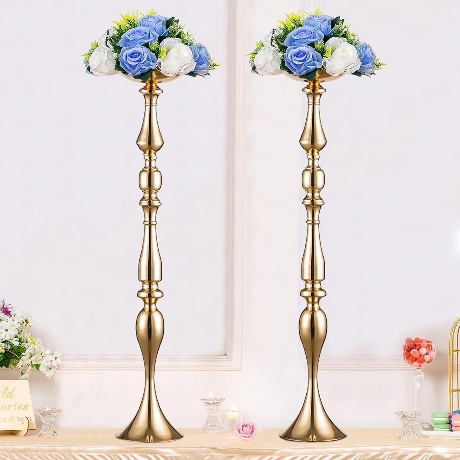 Silver Tall Metal Flower Stand 31.5′′ – Wedding & Event Table Centerpiece by [Brand Name]
