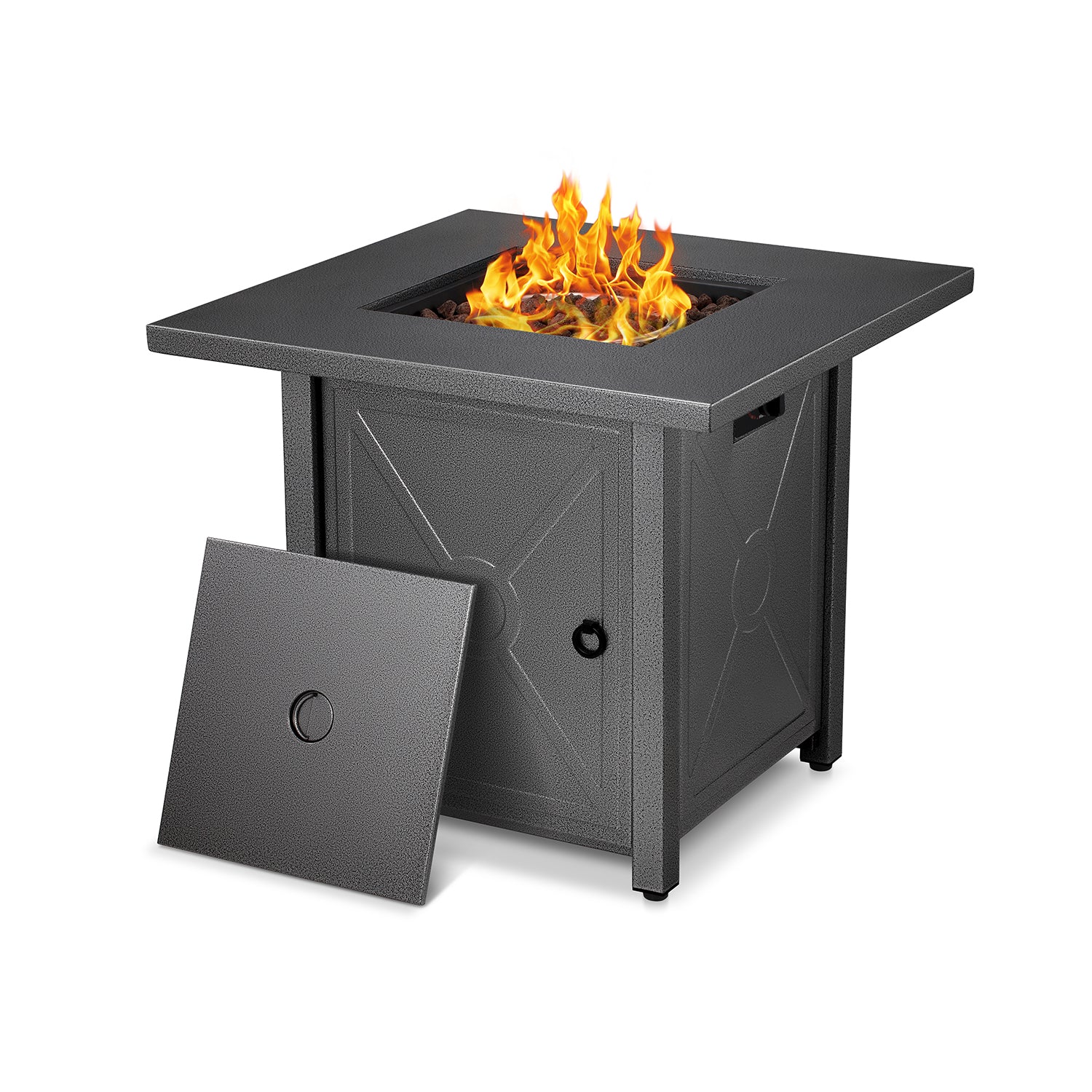 R.W.FLAME 28 inch Propane Fire Pit,2 in 1 Fire Pit Table 40,000 BTU with Glass Cover