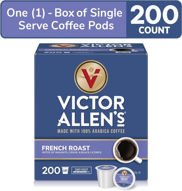 Victor Allen s Coffee French Roast, Dark Roast, 200 Count, Single Serve Coffee Pods for Keurig K-Cup Brewers