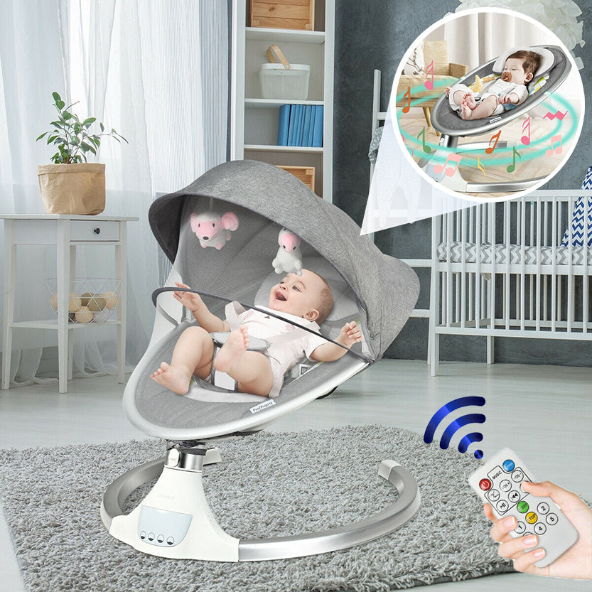 Luxury Baby Swing Bouncer by [Brand], Automatic Rocking Chair with Bluetooth, 5-Point Safety, Adjustable Swing, for Infants Up to 12 Months