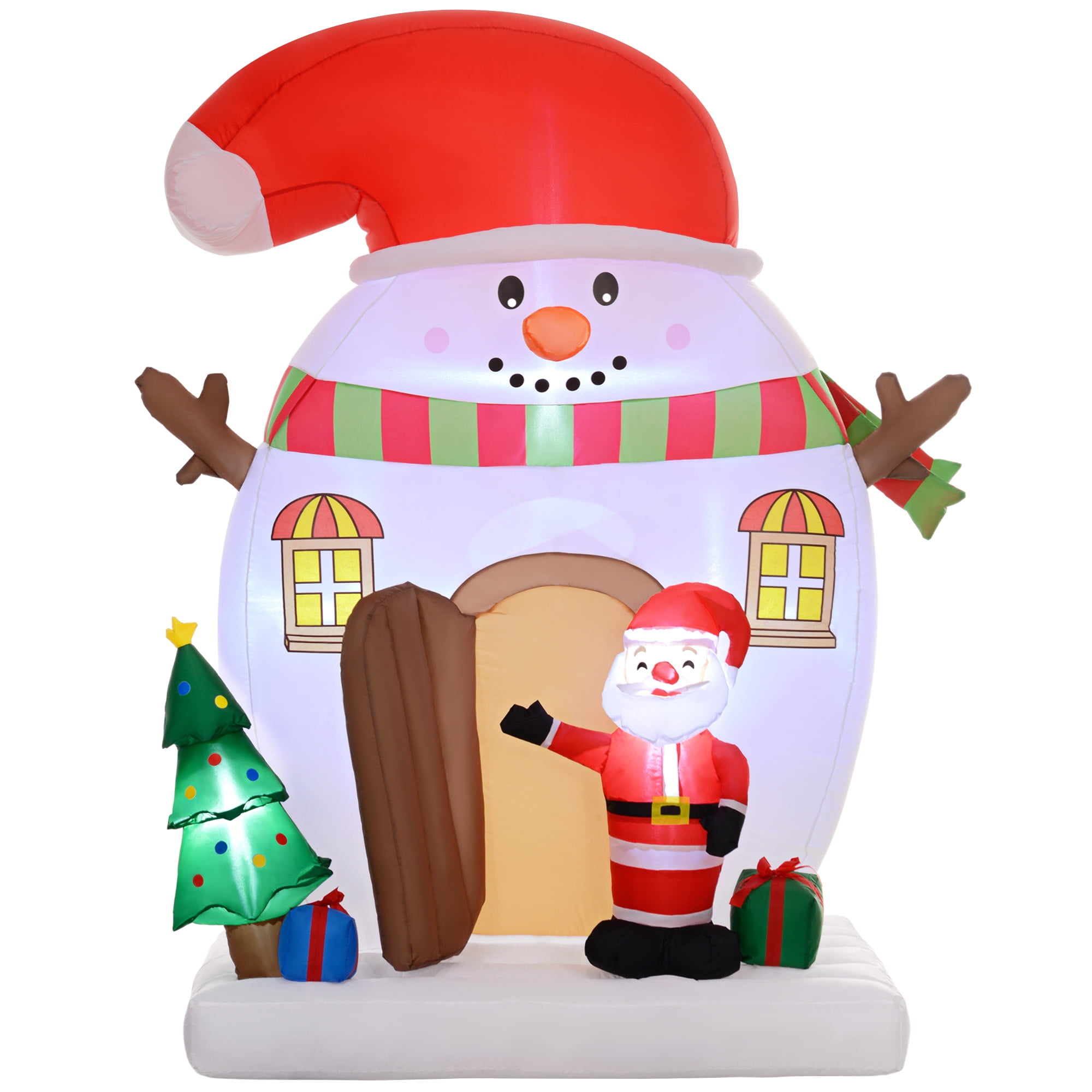 Outsunny 7.5FT Christmas Inflatable Snowman House with Santa, LED Lights, Weather Resistant, Indoor/Outdoor Holiday Decoration