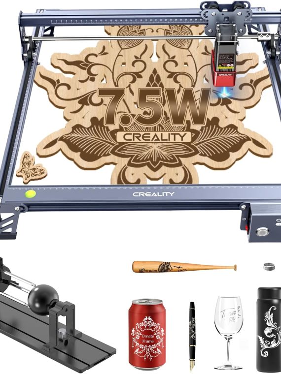 Pro Laser Engraver 3-in-1 Rotary Roller, 7.5W Cutter for Glass, Wood, Metal, Acrylic, Leather – High Accuracy DIY Machine