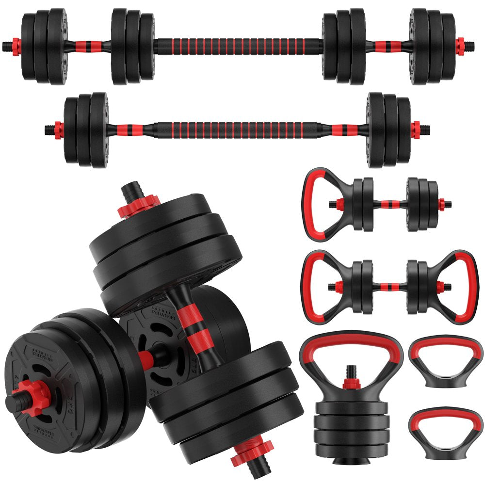 BalanceFrom 60LB 4-in-1 Adjustable Dumbbell, Barbell & Kettlebell Fitness Set
