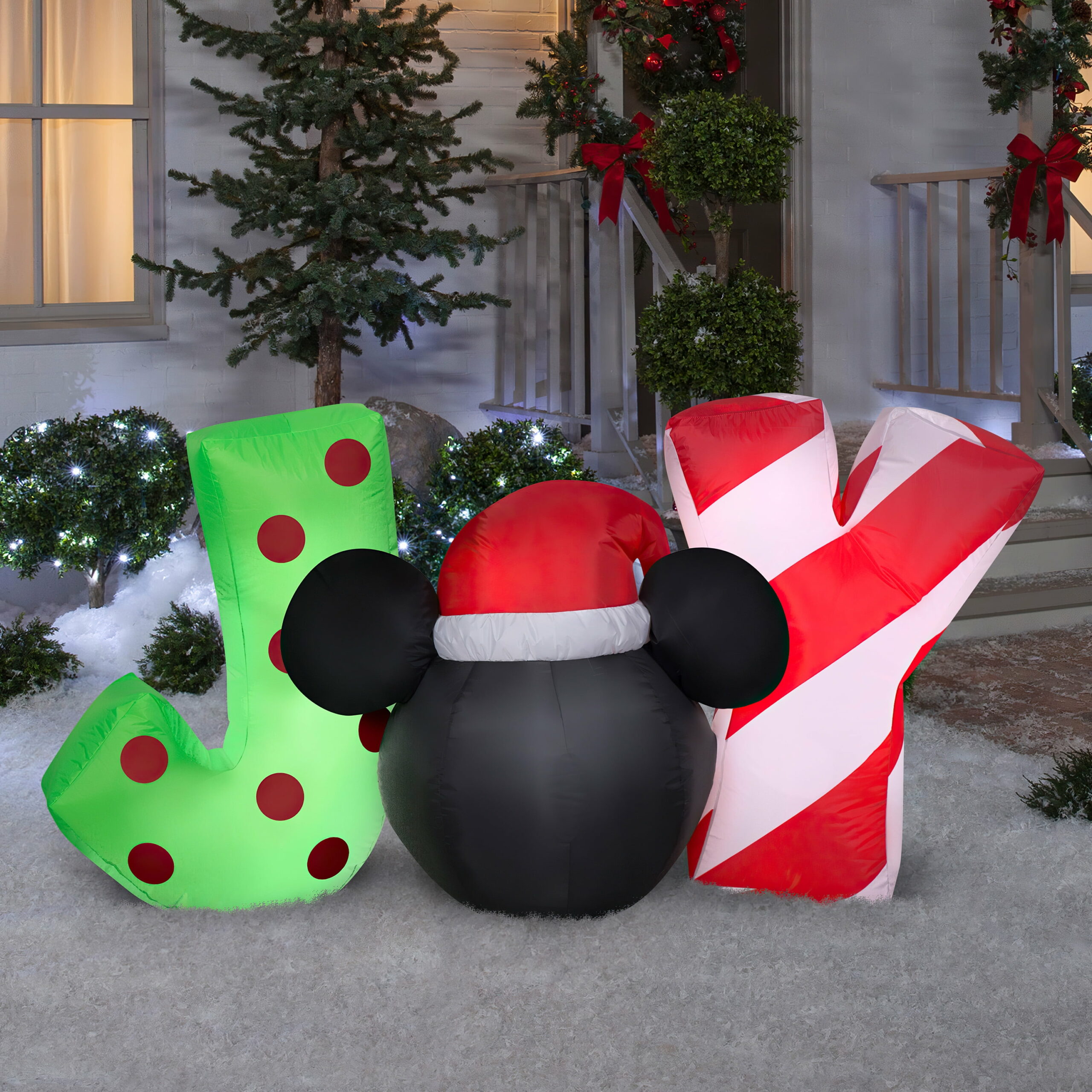 Gemmy 5′ Airblown Inflatable Christmas Mickey Mouse JOY Sign with LED Lights, Indoor/Outdoor Decor
