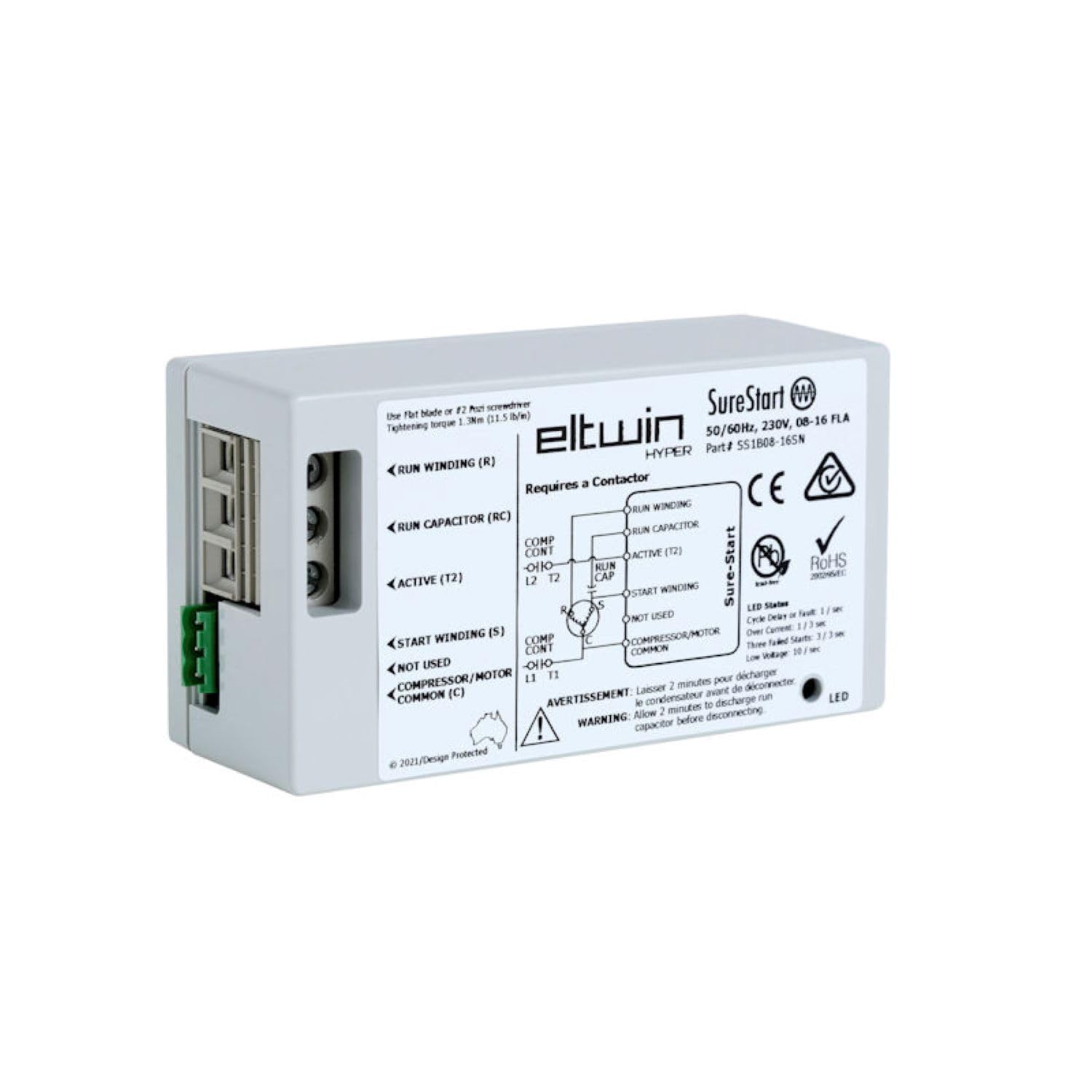 SS1B Soft Starter for 4-7 Ton Residential HVAC Air Conditioners, Three Phase, 460V