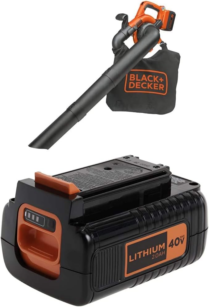 BLACK+DECKER 40V MAX Handheld Blower/Vacuum Kit with Extra 2.0-Ah Battery, Battery Powered, Low Noise
