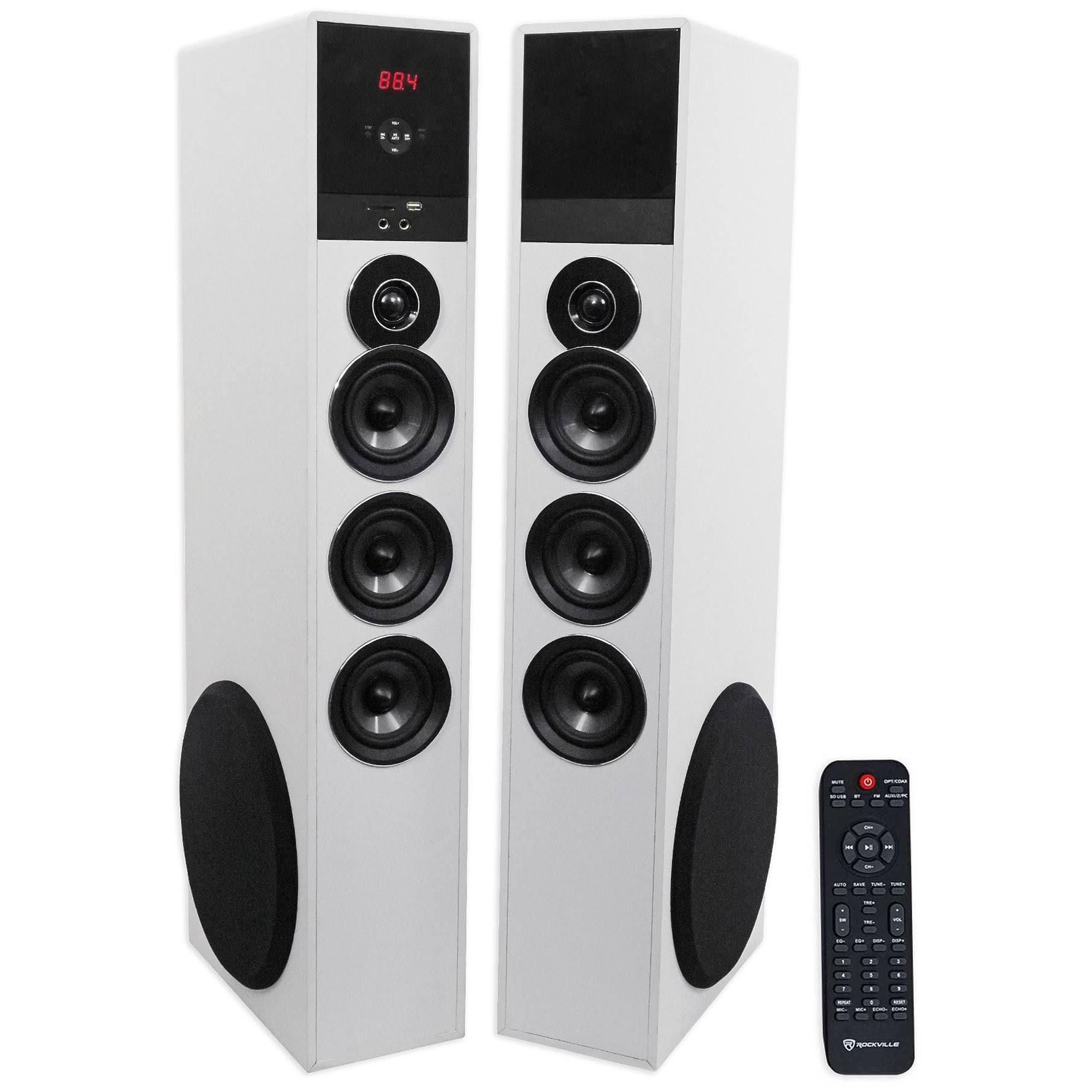 Rockville TM150W Home Theater System with 10′′ Subwoofer, Bluetooth, and Remote Control – White