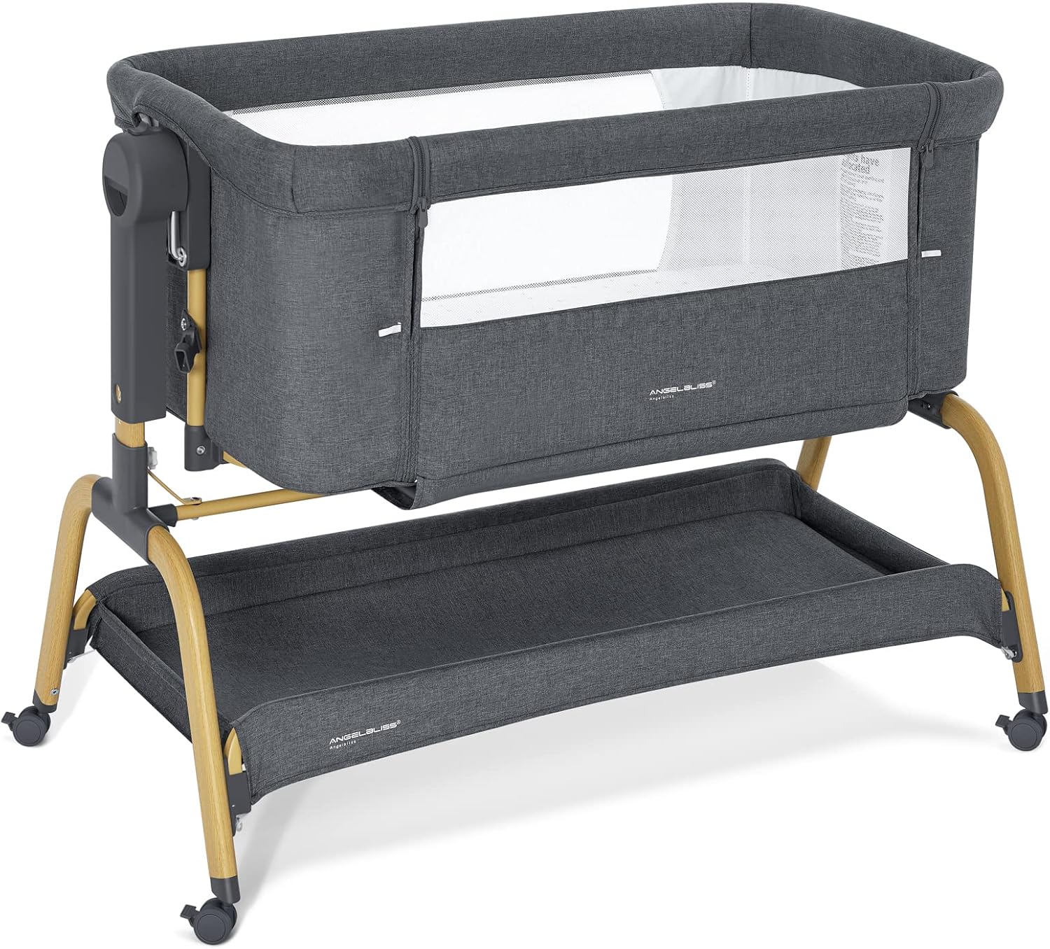 Baby Delight Rocking Bassinet Bedside Sleeper, Adjustable Height, Portable with Wheels, Includes Comfy Mattress, for Newborns