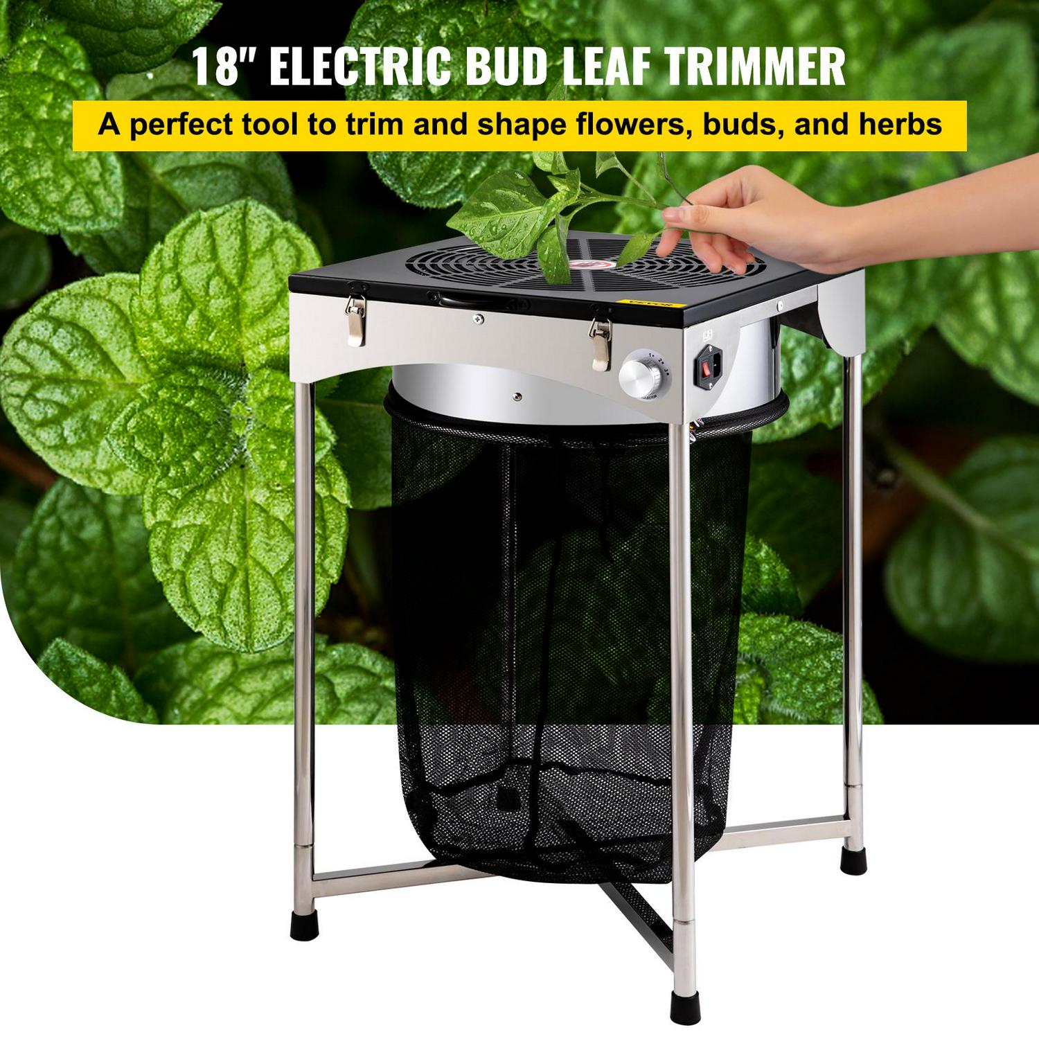 VEVOR 18′′ Electric Bud Leaf Trimmer, 3-Speed Stainless Steel Blades, Dry/Wet Plant Trimming Machine for Flowers & Herbs