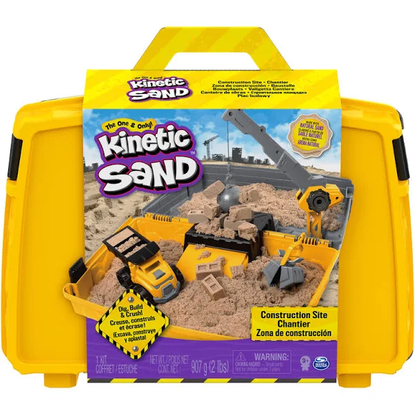Kinetic Sand Construction Site Playset with Vehicle & Brick Mold for Kids Aged 3+
