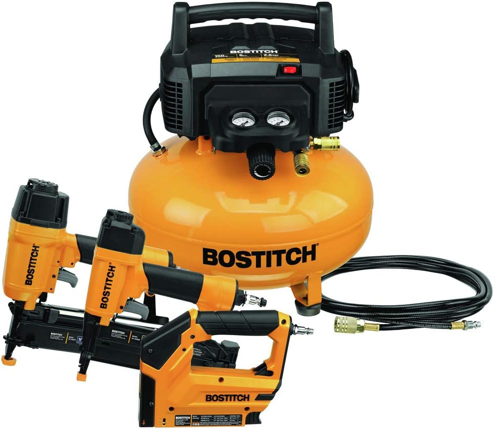 Bostitch Air Compressor Combo Kit with 3 Tools (BTFP3KIT) – Portable Compressor Set