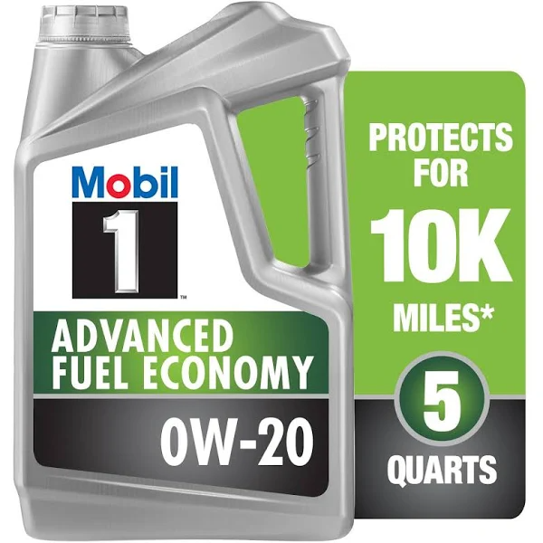 Mobil 1 Advanced Fuel Economy OW-20 Synthetic Motor Oil, 5 qt – Excellent Thermal Stability