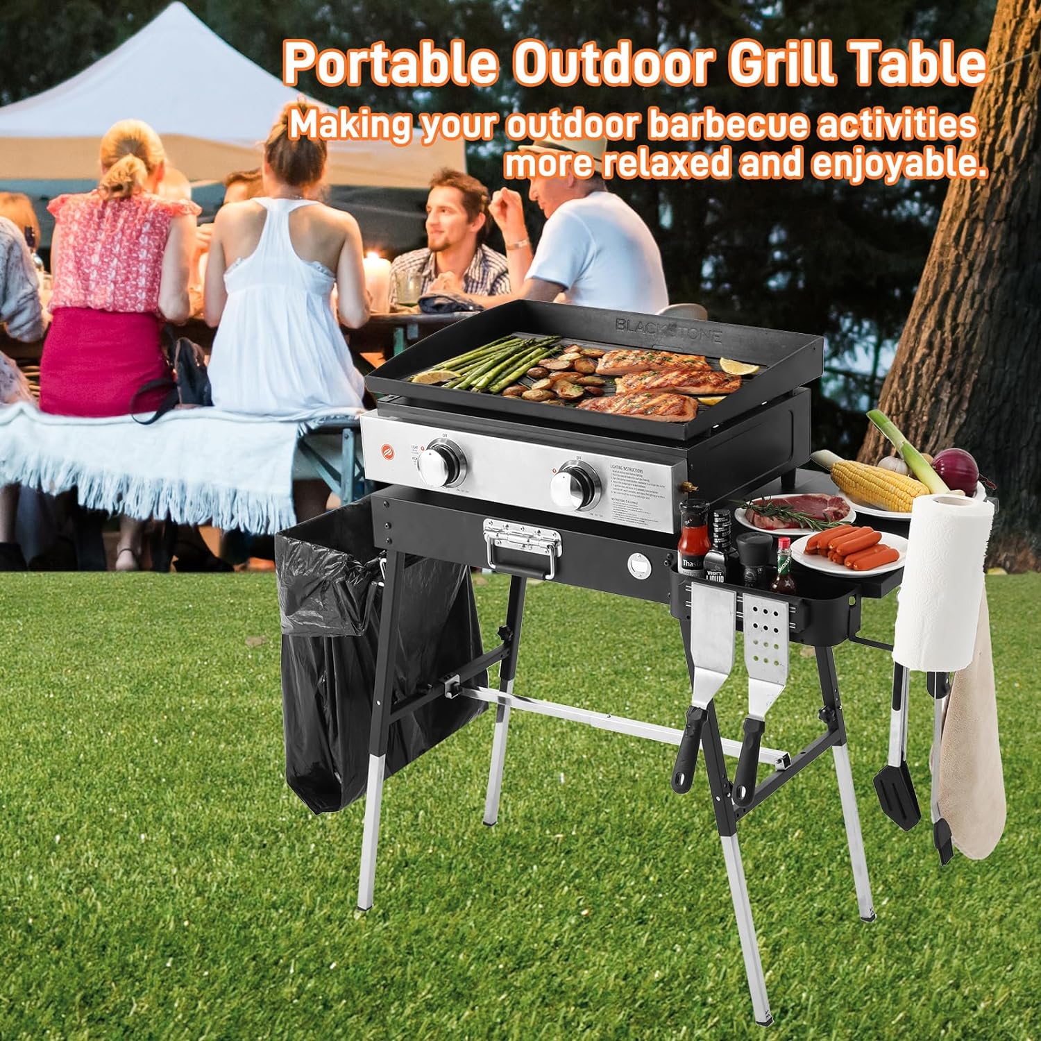 GANGSHELO Portable Folding Grill Stand for 17/22 Blackstone Griddles – Durable Outdoor BBQ Table