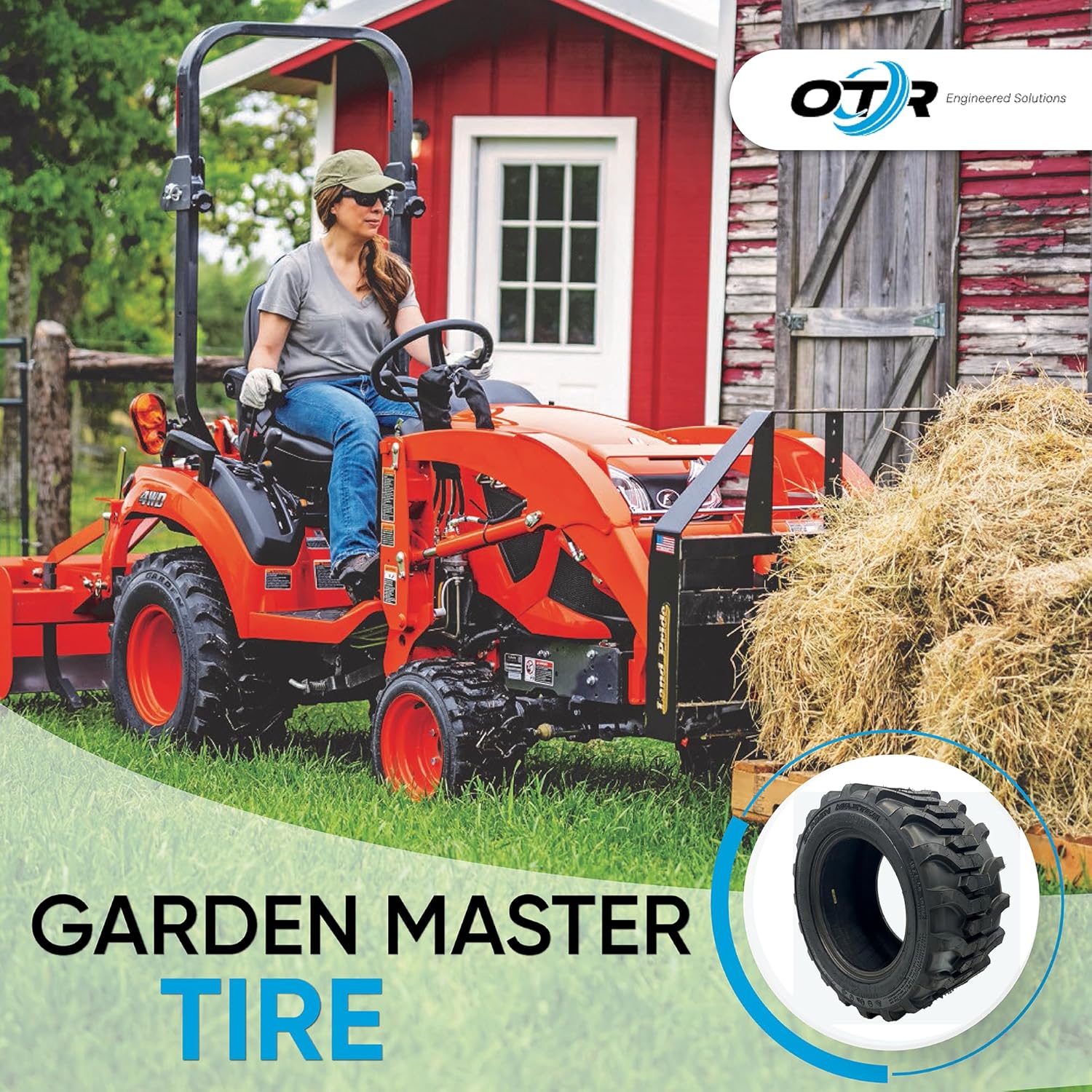 OEM Garden Master Tractor Tire 18×8.50-10 – 4-Ply R-4 Lug Design, Fits Kubota BX Series, Enhanced Traction & Durability